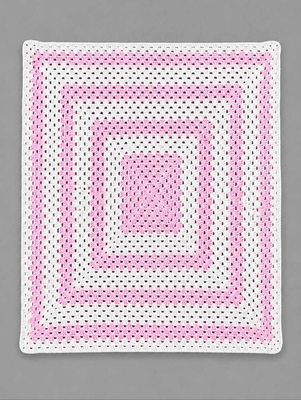 HANDMADE Pink and White Crochet Granny Square Baby Girl Afghan